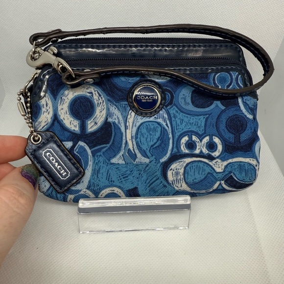 Coach Blue Clutch with Signature Pattern - Picture 2 of 5